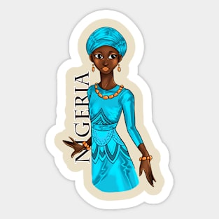 Black is Beautiful - Nigeria African Melanin Girl in traditional outfit Sticker